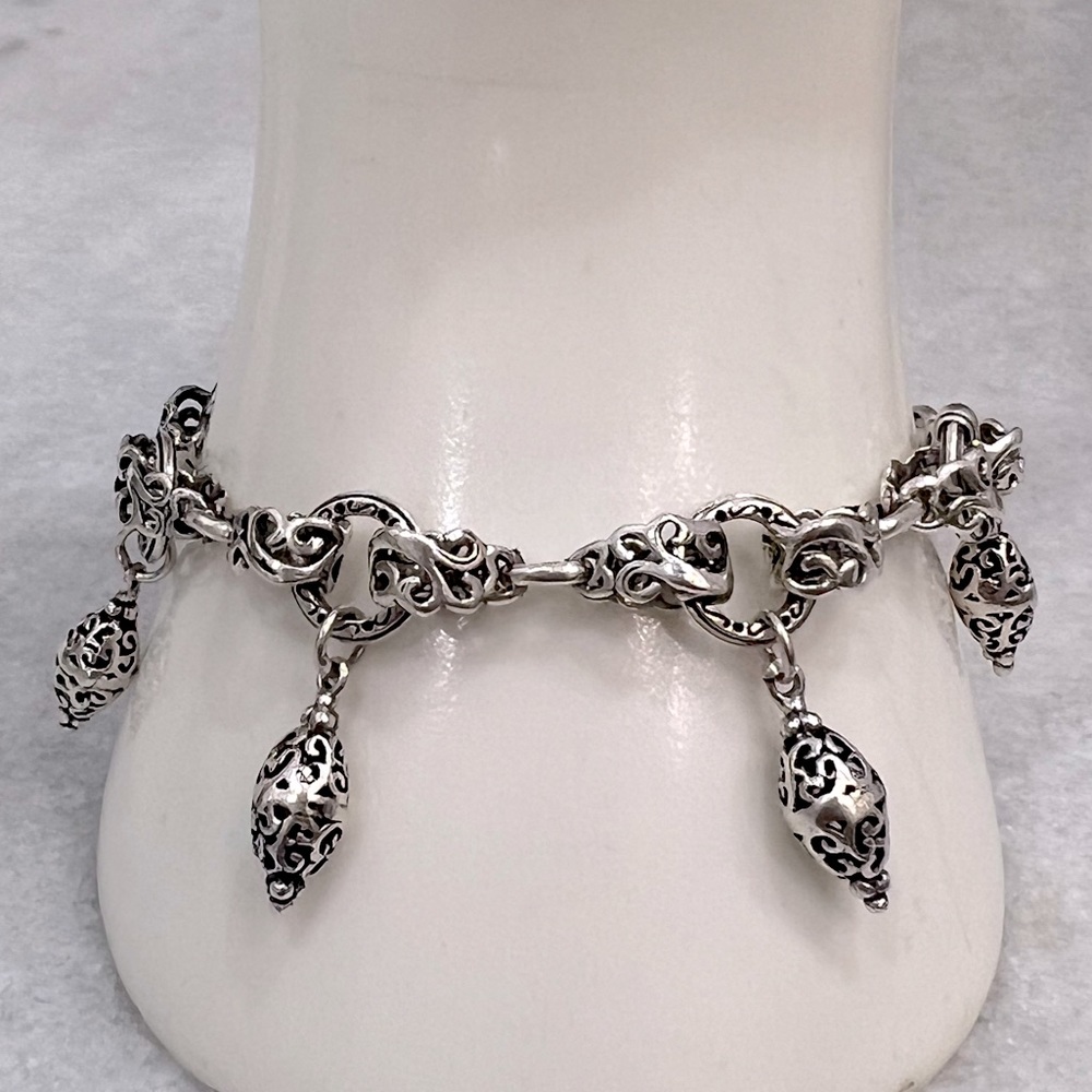 Sterling Silver Toggle Clasp Charm Bracelet